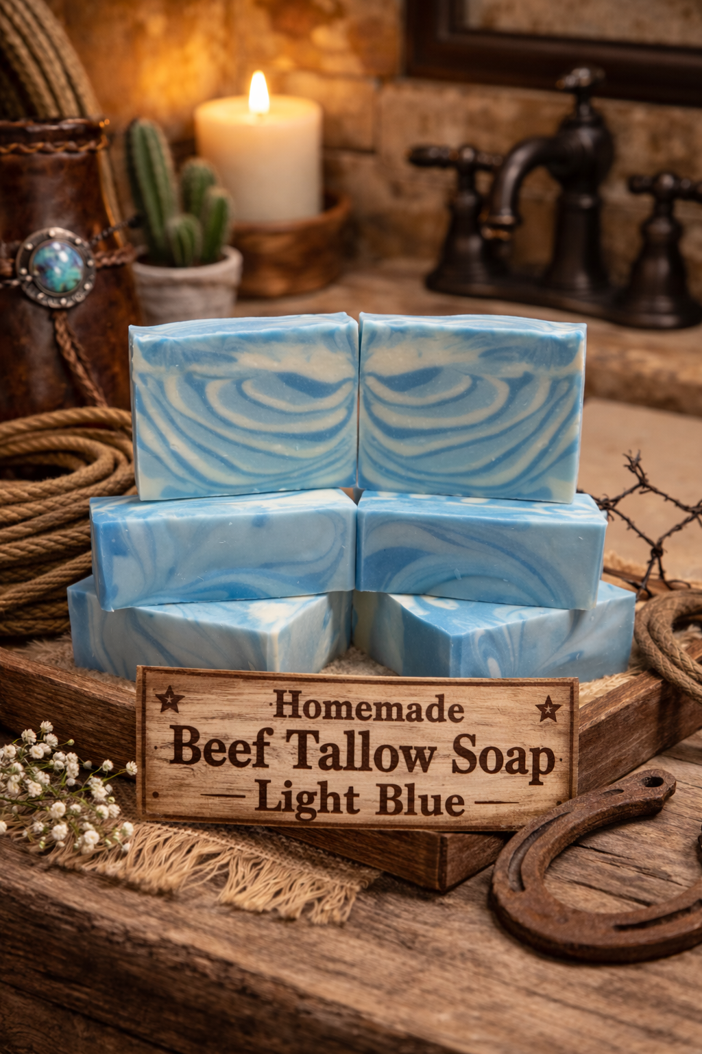 Light Blue Beef Tallow Soap
