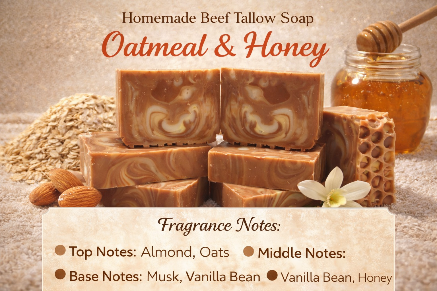 Oatmeal and Honey Beef Tallow Soap
