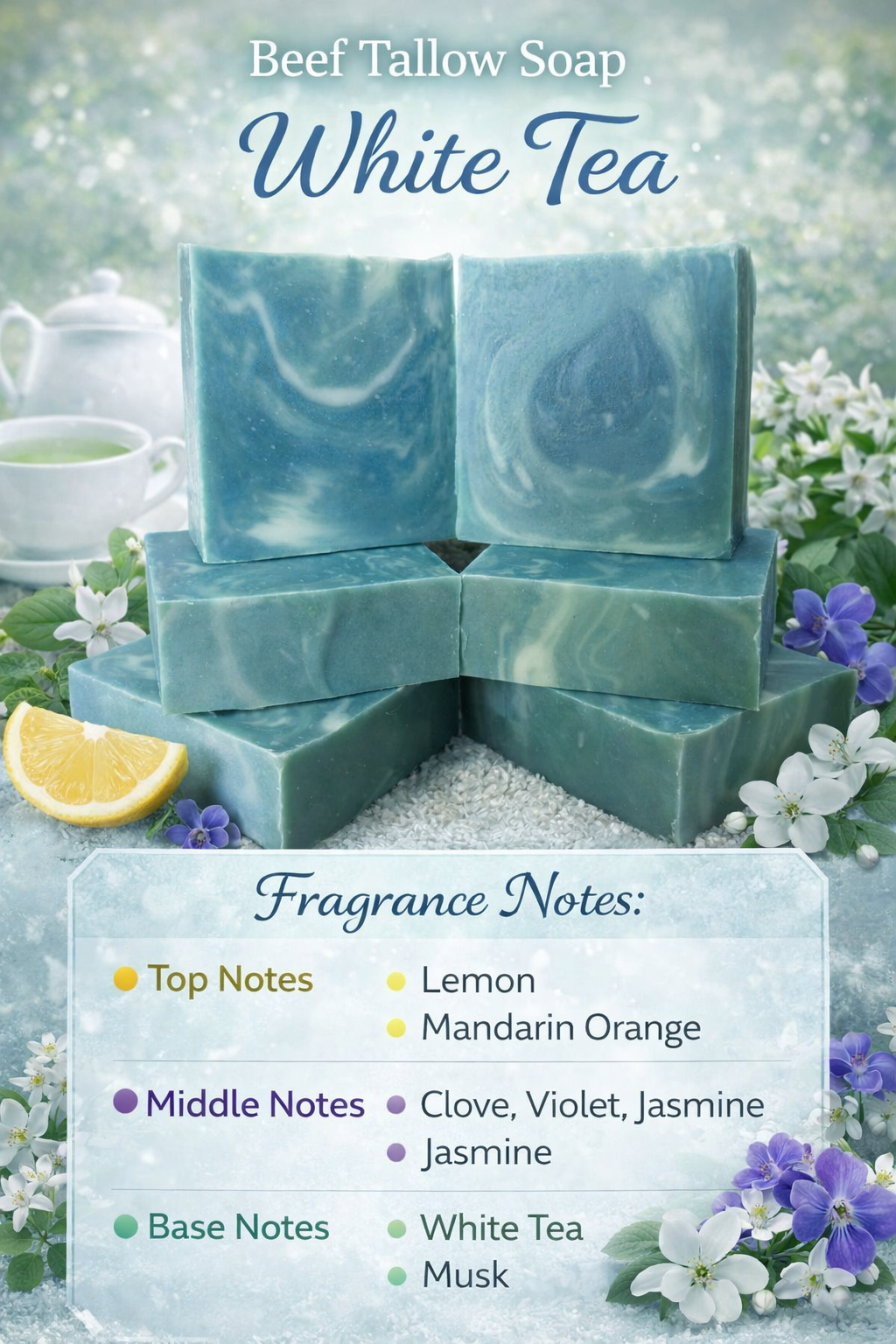 White Tea Beef tallow Soap